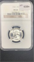 1960 NGC MS66 Silver Washington Quarter