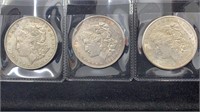 1921-PDS Silver Morgan Dollars (3 coins)