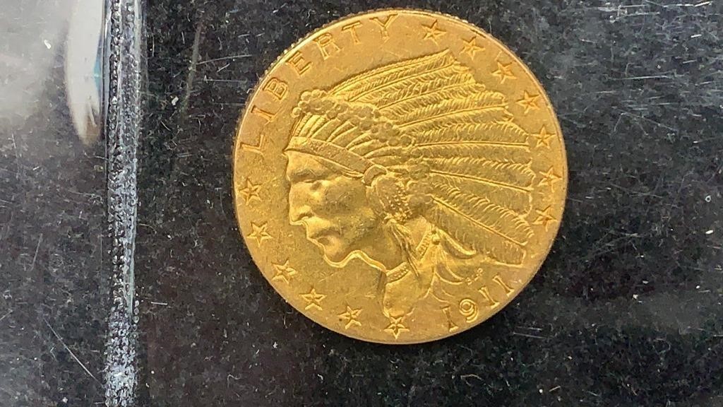 Gold: 1911 $2.50 Indian Head Gold Coin