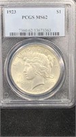 1923 PCGS MS62 Silver Peace Dollar