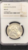 1918 NGC MS63 Lincoln-Illinois Silver Classic