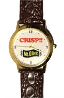 Mt. Olive Pickle advertising watch w leather band