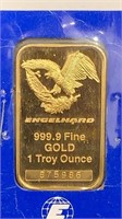 Gold: Engelhard 1 Troy Oz .9999 Gold Bar w/ Assay