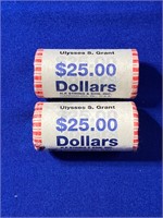 Group of (2) $25 Rolled Coins - U.S. Grant