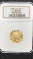 Key Gold: 2001 NGC MS69 $10 American Eagle 1/4 Oz