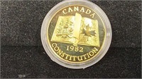 Gold: 1982 Canada Constitution 22 Kt 1/2 Oz $100