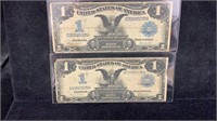 Currency: (2) 1899 ‘Black Eagle’ $1 Silver