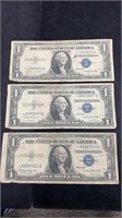 Currency: (3) 1935 *Star* $1 Silver Certificate