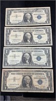 Currency: (4) 1957 *Star* $1 Silver Certificate