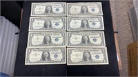 Currency: (8) 1957 $1 Silver Certificate Notes