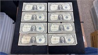 Currency: (8) 1957 $1 Silver Certificate Notes