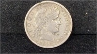 1893-O Silver Barber Quarter, nice details but a