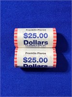 Group of (2) $25 Rolled Coins - Franklin Pierce