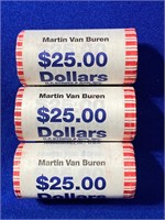 Group of (3) $25 Rolled Coins - Martin Van Buren