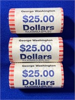 Group of (3) $25 Rolled Coins - G.Washington