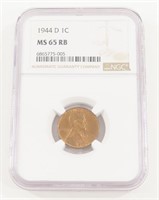 NGC GRADED 1944-D LINCOLN PENNY MS65RB