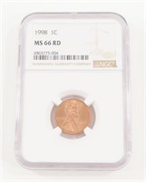 NGC GRADED 1998 LINCOLN PENNY MS66RD