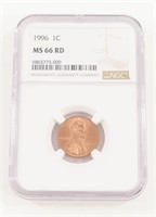 NGC GRADED 1996 LINCOLN PENNY MS66RD