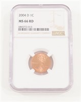 NGC GRADED 2004-D LINCOLN PENNY MS66RD