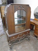 ANTIQUE ARMOIRE TWO GLASS SHELVES LIGHT (WORKS) DR