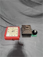 Cast Iron Piggy Bank, Vintage Clock