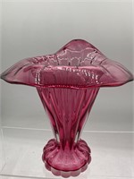 Cranberry glass jack in the pulpit vase