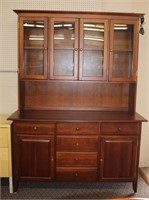 Buffet hutch, interior lit, plate glass shelves 6