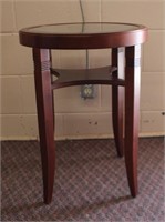 2 tier side table with beveled glass insert