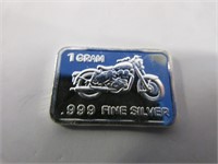 1 gram bar of .999 fine silver