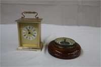 Konig battery operated brass clock, 3.75 X 6"H