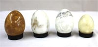 Four marble eggs, 3" down to 2.5"H