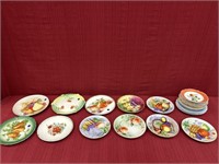 22 assorted fruit pattern plates, French, Limoges