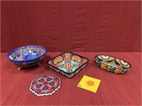 4 PCs Mexican pottery serving pieces