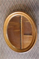 Wood frame oval mirror, 19.75"