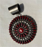 Zuni needlepoint vintage pin/pendant, sterling
