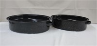 Two large roasting pans, 18.5 X 7 & 16.25 X 7"H