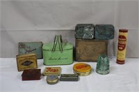 Vintage tins, variety of sizes & shapes including
