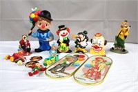 Clowns, resin, ceramic, wood & plastic, 12"