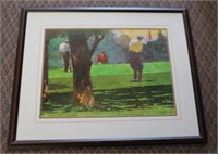 Framed, signed watercolour, overall 32.25 X