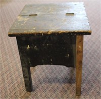 Shoe shine kit in wood stool, 13 X 14 X 15"H,