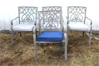 4 Metal patio chairs with removable cushions
