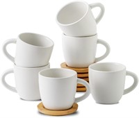 Hasense 6oz Cappuccino Cups  Set 6  White