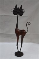 Metal & wood standing cat, 24.75"H