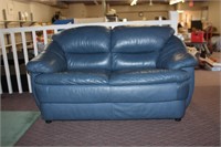 Blue Pleather loveseat, some marks