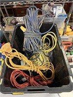 LARGE BIN OF ELECTRICAL CORDS