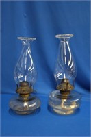 Two oil lamps, 12.5 & 13"H