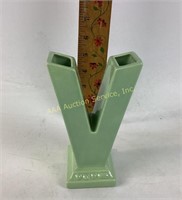 Poppytrail green v ceramic vase