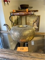 Antique Etched Brass Teapot