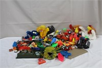 Large assortment of vintage toys, hand puppets,