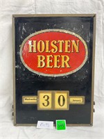 Vtg Tin Metal Holsten Beer Sign Calendar Works